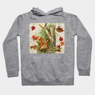 OWLS AMONG FALL LEAVES IN WOODLAND Hoodie